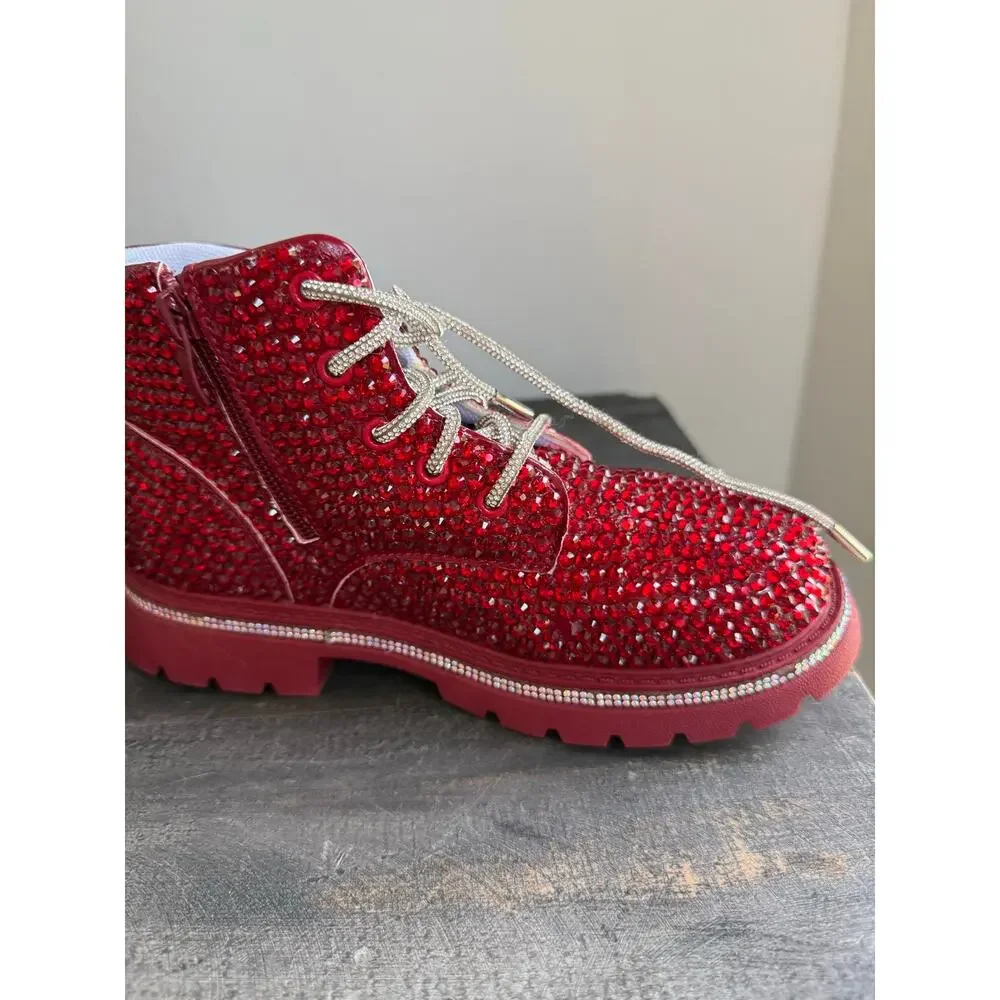 Lola + The Boys Crystal Ruby Boots Kids Size 34 / Big Kid 3 NWOT